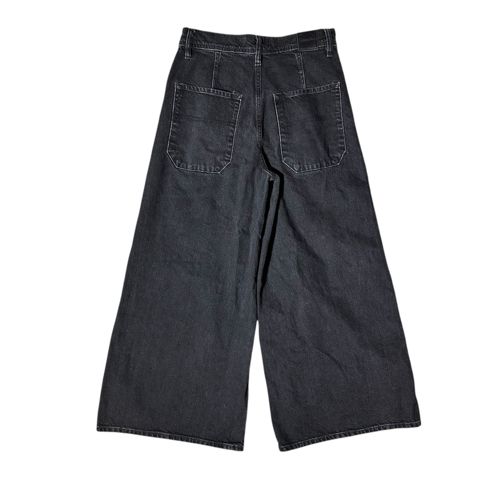 Free People Button Fly High Rise Super Wide Leg Cropped Landry Jeans Sz 27 Black - Picture 4 of 9